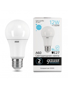 23232 Лампа Gauss Elementary A60 12W 1170lm 6500K E27 LED 1/10/50