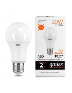 23219 Лампа Gauss LED Elementary A60 20W E27 1520lm 3000K 1/10/40