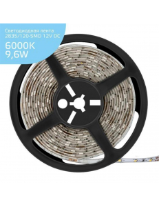 356000310 Лента Gauss LED Elementary 2835/120-SMD 9.6W 12V DC холодный белый IP66 (ZIP bag 5m)