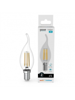42128 Лампа Gauss Filament Elementary Свеча на ветру 8W 540lm 4100К Е14 LED 1/10/100