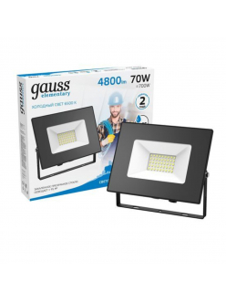 613100370 Прожектор светодиодный Gauss LED 70W 4600lm IP65 6500К черный 1/24
