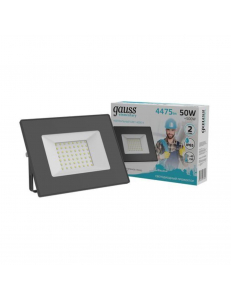 613100250 Прожектор светодиодный Gauss Elementary 50W 4475lm IP65 4000К черный 1/10