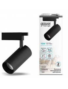 Светильник трековый Gauss цилиндр 16W 1390lm 4000K 180-240V IP20 65*210мм черный угол 24º LED 1/40