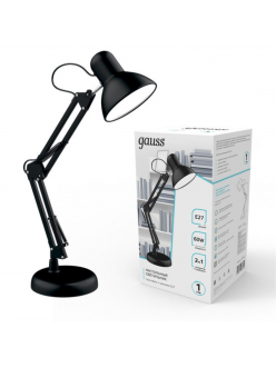 GT0022 Светильник настольный Gauss модель GTL002 60W 220-240V E27 черный струбцина и основание 1/12