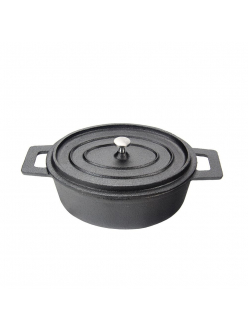 Кастрюля порционная с крышкой овальная 18*14 см, чугун, P.L. Proff Cuisine
