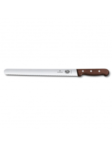 Нож для нарезки Victorinox Rosewood, волнистое лезвие, закругленное острие, 30 см, ручка розовое дер