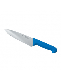 Нож PRO-Line поварской 20 см, синяя пластиковая ручка, волнистое лезвие, P.L. Proff Cuisine