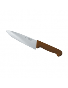 Нож PRO-Line поварской 20 см, коричневая пластиковая ручка, волнистое лезвие, P.L. Proff Cuisine