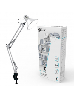 GT0011 Светильник настольный Gauss модель GTL001 60W 220-240V E27 белый струбцина 1/16