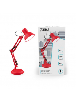 GT0024 Светильник настольный Gauss модель GTL002 60W 220-240V E27 красный струбцина и основание 1/12